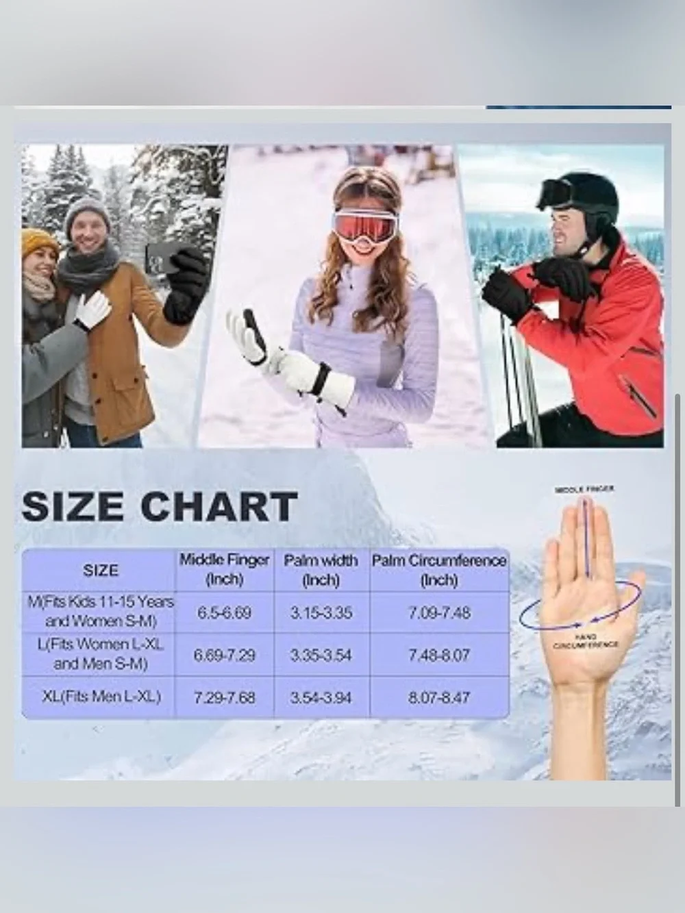 Ski Gloves Waterproof, Touchscreen  Winter Gloves w/Thermal Insulated unisex XL